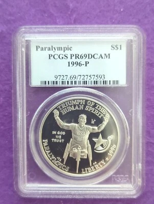1996 P PCGS PR 69 DCAM Paralympic 1 Dollar $1 Commem  Vintage SLAB - Image 1 of 4