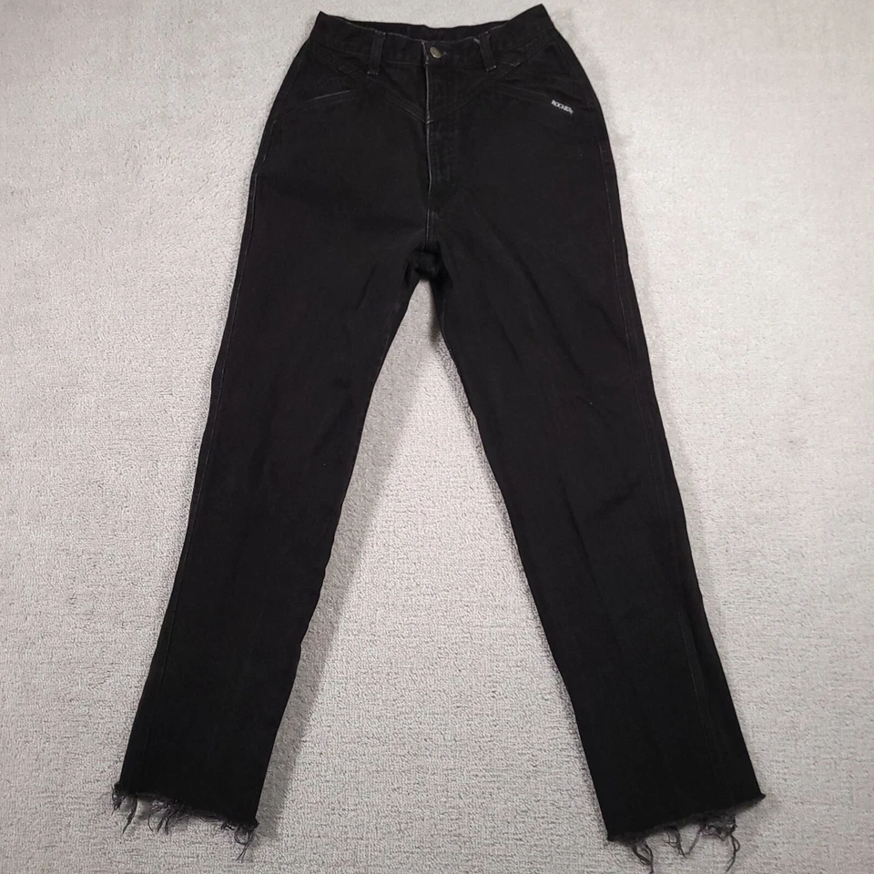 Vintage Rocky Mountain Rockies Jeans Women's 7/8 36 Actual 30L Raw Hem Black - Image 1 of 4