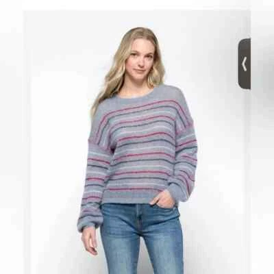 SUNDRY шерсти / кашемир свитер женский размер XL светло-голубая полоса Рекомендуемая розничная цена производителя $198 - Изображение 1 из 4