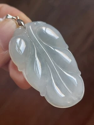 NWT Grade A Natural Burmese Jadeite Pendant 老坑冰膠種極老 葉子 - Image 1 of 4