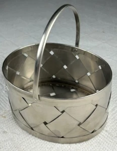Vintage Abt. 56 Miniatur Schmuck Silber Metall geflochten Korb mit Griff Unikat - Bild 1 von 13
