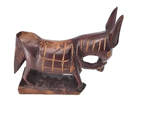 Folk Art Vintage Hand Carved Wood Wooden Donkey Burro Carving Figure  - Picture 1 of 7