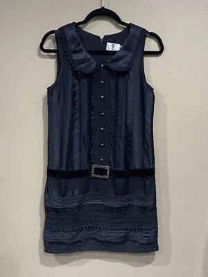 Vestido Anna Sui For Target para mujer XS negro mini sin mangas cintura caída abotonada Foto 1 de 4