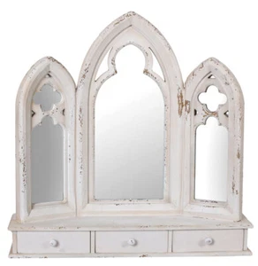 Make-Up Mirror Make-Up Country Style Mirror Gothic Holzspiegel Antique - Picture 1 of 4