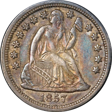 1857-P Seated Liberty Dime Nice AU Nice Eye Appeal Nice Strike Cover