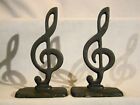 Pair of Cast Iron Music Clef Sign Bookends