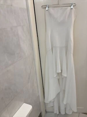 BCBG maxazria Ivory High/ Low Strapless dress Front28”&54”back Length - Image 1 of 2