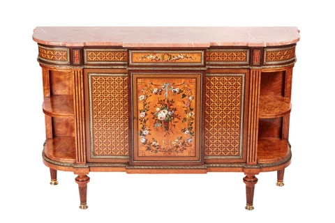 Howard & Sons fine inlaid marble top side cabinet circa 1870 Cover