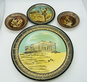 Vintage Parthenon Souvenir Plates Hand Made in Greece Hangable #28 Trumpeter - Picture 1 of 10