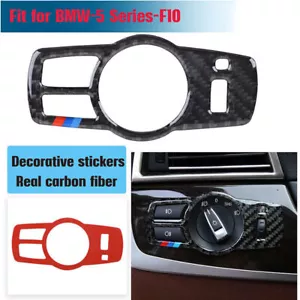 Para BMW Serie 5 F10 2011-17 borde de panel de interruptor de fibra de carbono real - Imagen 1 de 6