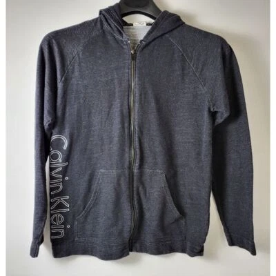Moletom com capuz Calvin Klein cinza carvão com zíper feminino tamanho médio aconchegante casual conforto - Imagem 1 de 4