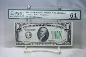 1934A $10 Federal Reserve Note Cleveland Fr#2006D PMG 64 No Comment #2307 - Picture 1 of 2
