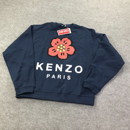 Kenzo Felpa Uomo Grande Girocollo Rosso Fiore Parigi Classico Pullover Stagionale