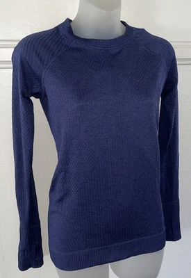 Lululemon Rest Less Pullover Shirt Night Sea Blue Long Sleeve Layer Size 4 Small - Image 1 of 4