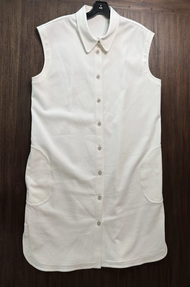 Платье-рубашка Leggiadro женское 14 на пуговицах белое без рукавов с воротником - Изображение 1 из 4