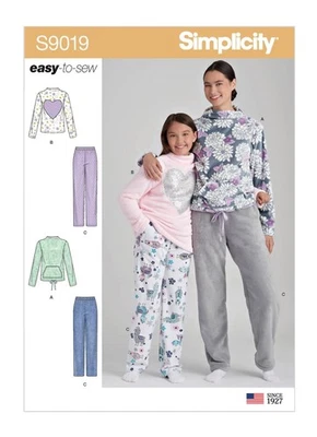 SIMPLICITY 9019 LOUNGEWEAR GIRLS & MISSES Sewing Pattern Size S-L  &  XS-XL EASY - Image 1 of 4