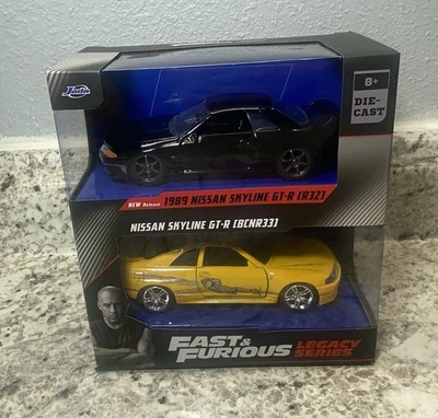 NISSAN SKYLINE GTR (R32) & (R33) TWIN PACK FAST FURIOUS JADA TOYS 1/32 - Image 1 of 4