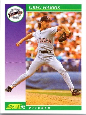 1992 Greg Harris Score BASEBALL #378 San Diego Padres - Image 1 of 2
