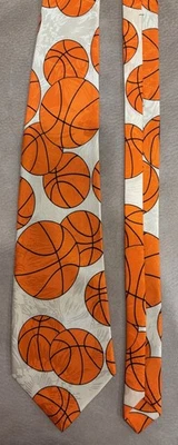 CORBATA CUELLO VINTAGE A. ROGERS 100% POLIÉSTER BALONCESTO NARANJA BLANCO Foto 1 de 2