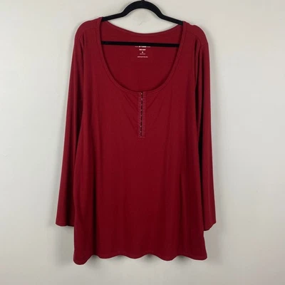 Top Torrid Súper Suave Acanalado Cuello Redondo Gancho y Ojo Manga Larga Talla 5X Rojo Foto 1 de 4