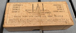 Antique brain teaser wood Tower of Hanoi Over The Top Cone or Disc Puzzle 1900's - Picture 1 of 3