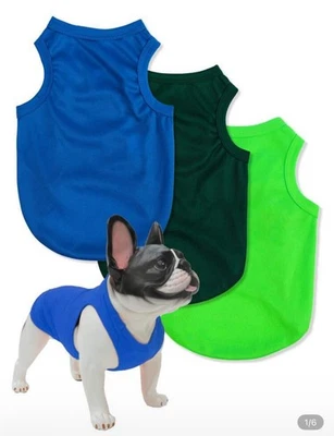 3pcs Fluorescent Green Polyester Solid Color Anti-flea Shedding Dog Shirts -New - Image 1 of 4