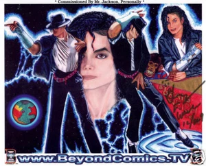 Michael Jackson Original Autogramm signed Kunst Zeichnung Skizze MJ Jacke Handschuh Mütze - Bild 1 von 1