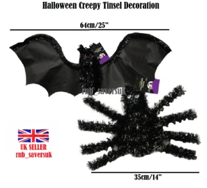 Halloween gruseliges Lametta Deko Fledermaus 64 cm Spinne 35 cm hängende Schnur - Bild 1 von 3