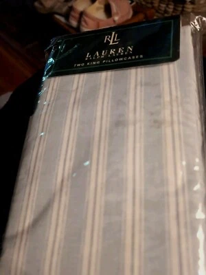  Ralph Lauren Hope Chest Pale Blue Stripe Cotton KING PC's NIP Made In Italy - Image 1 of 3