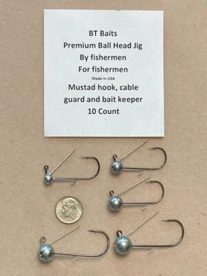 BT BAITS Premium ball head jig with cable weed guard and bait keeper 10 Pack