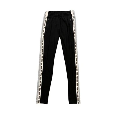 粉红色 Victorias 秘密裤子女式 XS 超小号黑色标志侧带口袋 — 第 1/4 张图片