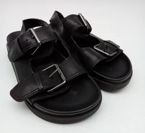 M&S Vegan Leather Double Buckle Flatform Sandals Black Size 5 NEW F2 - Picture 1 of 10
