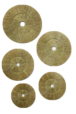 Vtg Woven Wicker Rattan Wall Decor Boho Farmhouse hippie decor  (5 )  Japan - Image 1 of 4