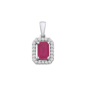 Colgante De Rubí Y Diamante De Oro Blanco De 18 Quilates Hecho En Londres - Imagen 1 de 3