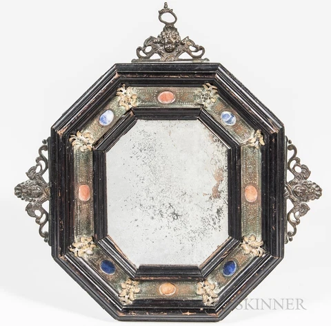 A 17th century octagonal mirror with Semi precious stones Cover