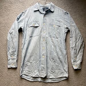 Vintage 90s Polo Ralph Lauren Dungaree Denim Jean Faded Work Shirt Small