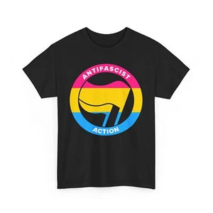 Antifa Logo Pansexual Pride Flag T-Shirt – LGBTQ+ Activist Tee, Pan Streetwear - Picture 1 of 9