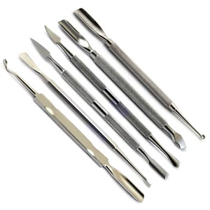 6Pcs Cuticle Pusher Remover Spoon Manicure Pedicure Durable Nail Cleaning Tools - Picture 1 of 6