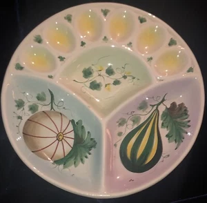 Vintage Hand Painted Italian Hors D'oeuvres Plate Salads, Dressing & Spoonrests - Picture 1 of 3