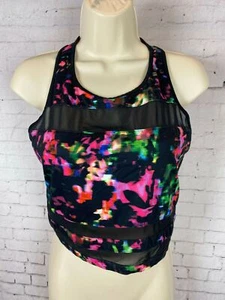 Sujetador deportivo Fabletics tanque mediano para mujer negro colorido con rayas de malla (A11) - Imagen 1 de 6
