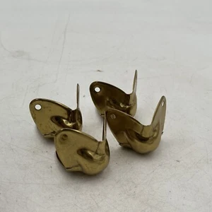 4 Piece VTG Steamer Trunk Corner Edge Protector Parts Brass Feet Hardware NOS - Picture 1 of 10