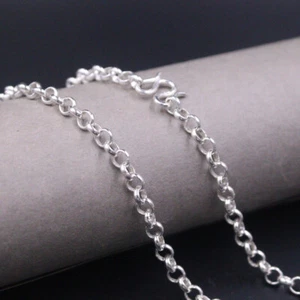 Reines Silber 999 Halskette für Frauen 4,5 mm Breite Rolo Glied 20 Zoll Pullover Kette - Bild 1 von 6