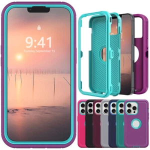 For Apple iPhone 13/Pro/Pro Max Rugged Rubber Case Phone Shockproof Hard Cover - Picture 1 of 54