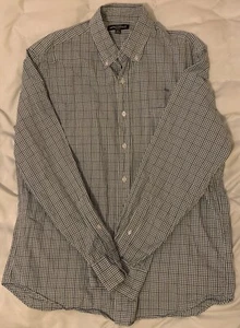 J Crew Mercantile Oxford Shirt Large Green Cross Casual Long Sleeve Dress Mens - Picture 1 of 2