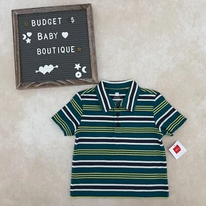 NWT TEA Collection Green Stripe Knit Polo Shirt Top Size 12-18 Months - Picture 1 of 3