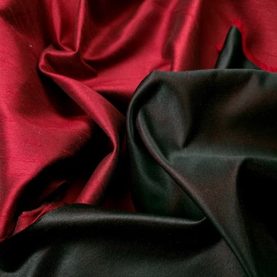 Gothic Red Black Fabric 58" by the yard Reversible Dupioni Satin Vampire Cape - Image 1 of 4