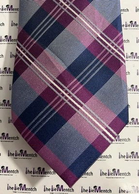 Галстук CHAPS фиолетовый и темно-синий клетчатый дизайн регулируемый 2,875 дюйма (новый без бирок) - Изображение 1 из 3