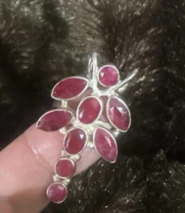 Anillo de plata de ley 925 genuino vintage con piedras preciosas de rubíes - Imagen 1 de 14