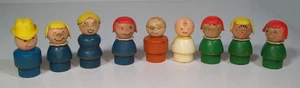 Lot Of 8 Wooden & 1 Plastic Fisher Price Little People Farmer Wife 7 Children - Picture 1 of 13