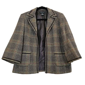 Blazer donna Margaret Frances tweed marrone verde nero taglia 10 - Foto 1 di 13
